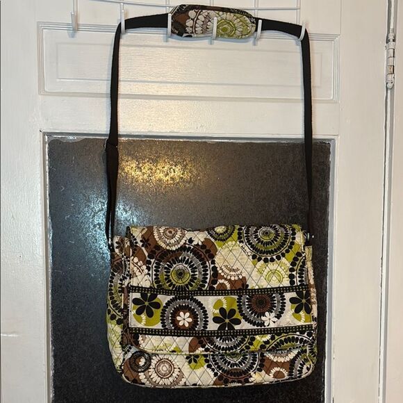 Vera Bradley Cocoa Moss Stylish Floral Shoulder Bag - Multicolor Green/Brown - Picture 1 of 9
